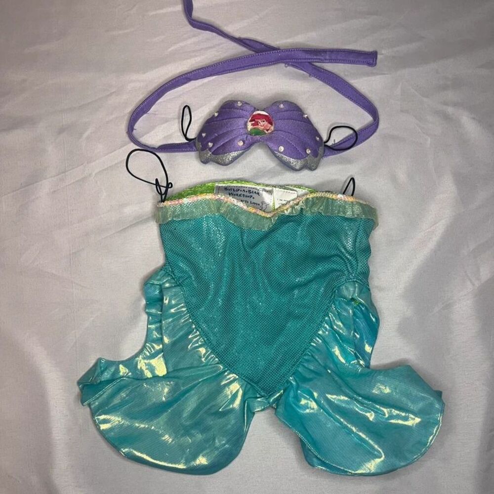 Build-A-Bear Ariel Mermaid Costume – Seashell Top + Teal Tail Skirt